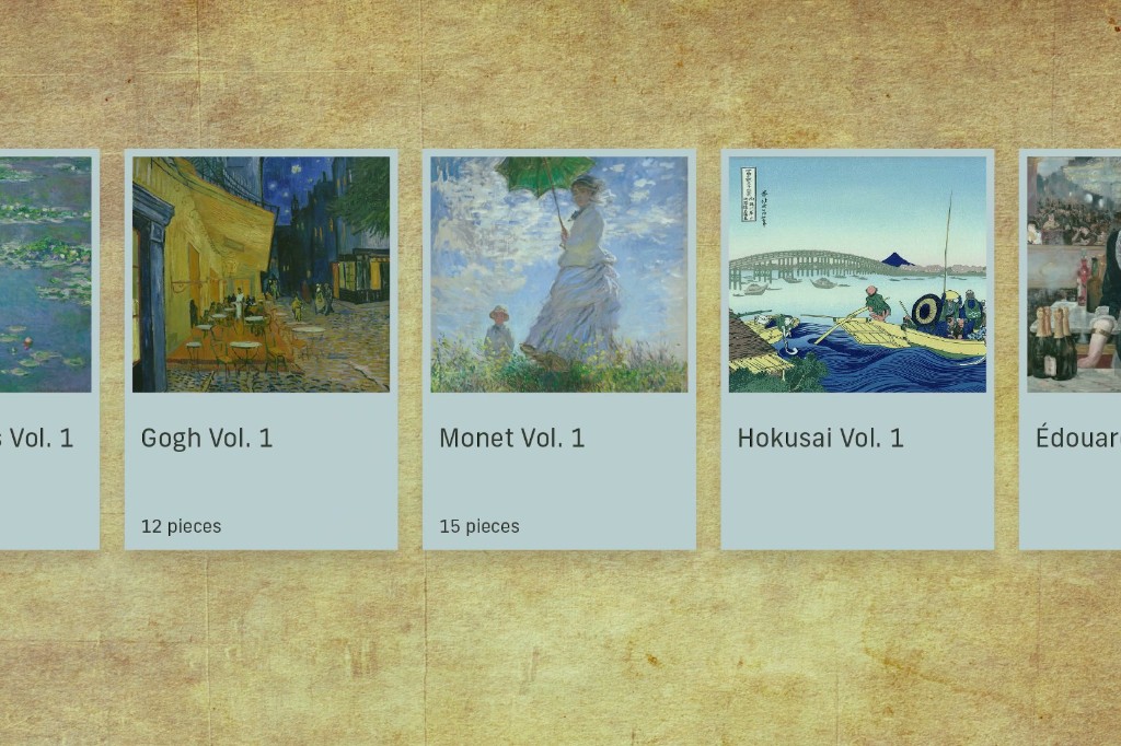 Artwork selection screen in the control app